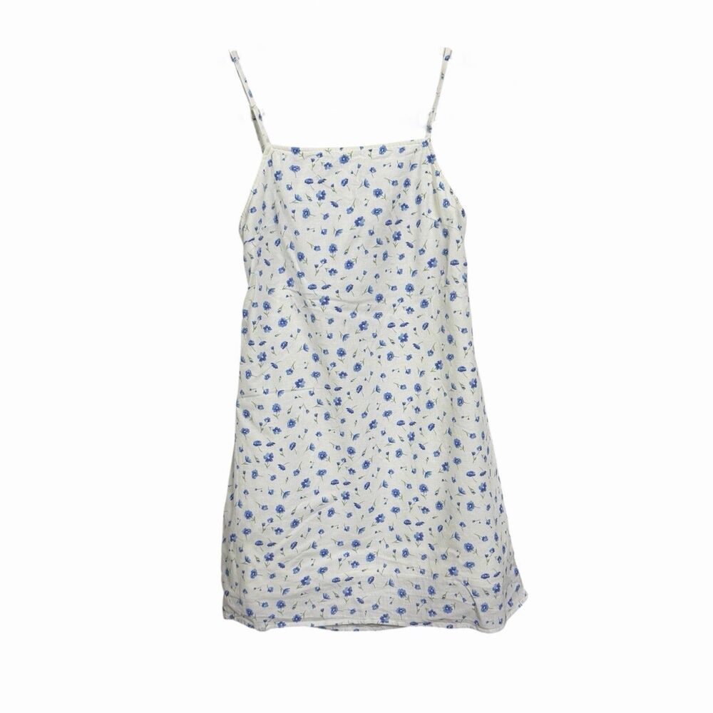 American Eagle Sz S Floral  Tie Back Mini Dress Y2K Coquette Cottage Linen Blend